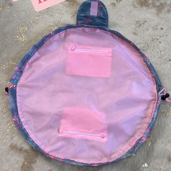 Flamingo Print Lay Flat Drawing Makeup Bags with 2 Interior Zipper Pockets 💗 - Picture 3 of 7